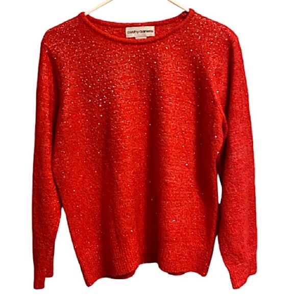 Cathy Daniels Sweater Womens Size Large Sparkly Embellished Pullover Sequins - Picture 1 of 7